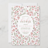 uitnodiging voor wildflower babyshower - roze (Voorkant)