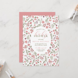 uitnodiging voor wildflower babyshower - roze