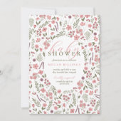 uitnodiging voor wildflower babyshower - roze (Voorkant)