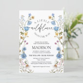 Uitnodiging voor Wildflower Blue Baby Shower (Staand voorkant)
