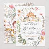 Uitnodiging voor Wildflower Farm Baby Shower (Voorkant / Achterkant)