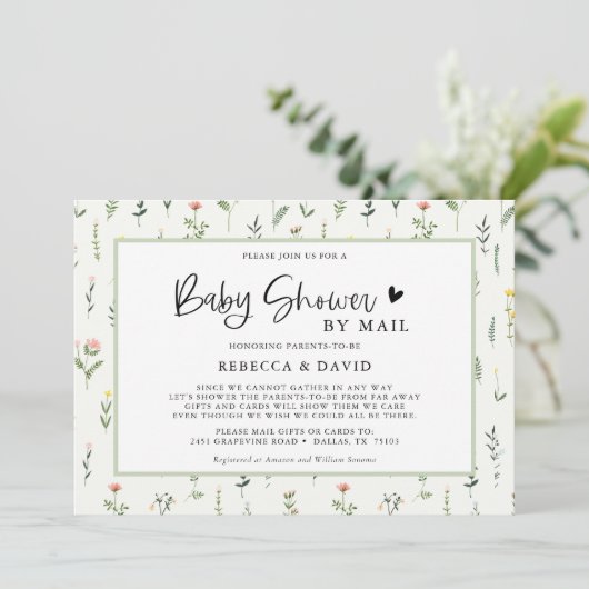 Uitnodiging voor Wildflower Garden Baby Shower per (Staand voorkant)