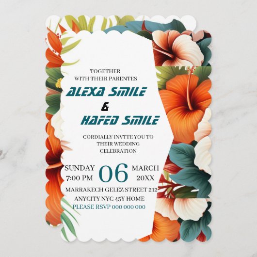 Uitnodiging voor Wildflower Gatefold-huwelijk, Moo (Voorkant / Achterkant)