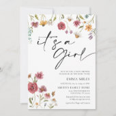 Uitnodiging voor 'Wildflower It's a Girl' baby sho (Voorkant)