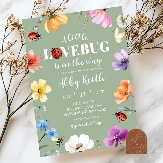 Uitnodiging voor Wildflower Lovebug Baby Shower