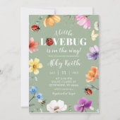 Uitnodiging voor Wildflower Lovebug Baby Shower (Voorkant)