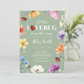 Uitnodiging voor Wildflower Lovebug Baby Shower (Staand voorkant)
