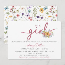 Uitnodiging voor Wildflower & Roze Baby Shower