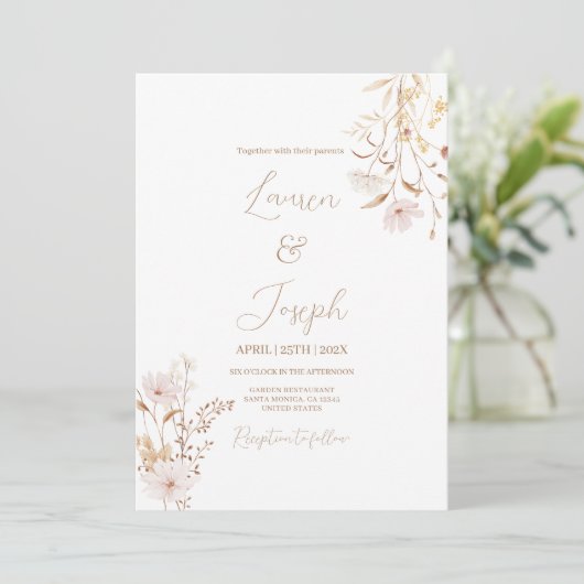 Uitnodiging voor Wildflower Wedding (Staand voorkant)