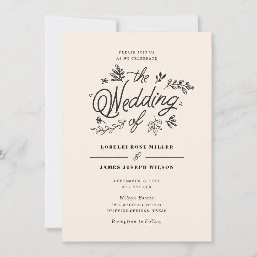 Uitnodiging voor Wildflower Wedding (Voorkant)