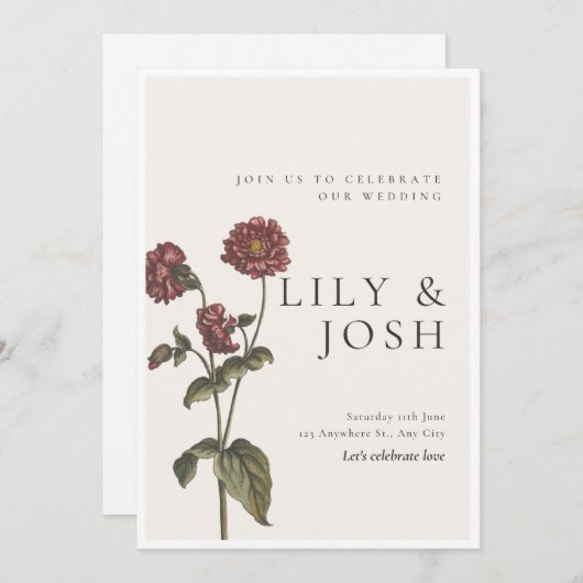 Uitnodiging voor Wildflower Wedding (Voorkant / Achterkant)