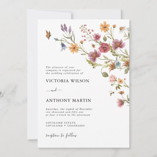 Uitnodiging voor Wildflower Wedding (Voorkant)