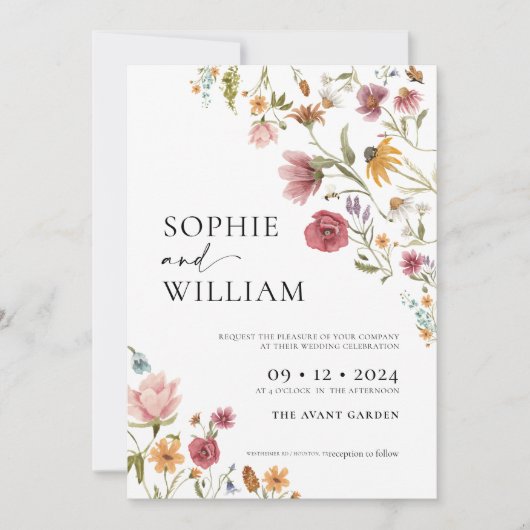 Uitnodiging voor Wildflower Wedding (Voorkant)