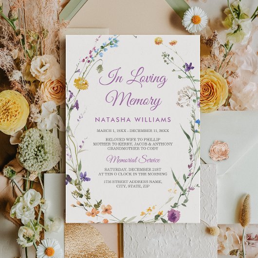 Uitnodiging voor Wildflowers Memorial Announcement
