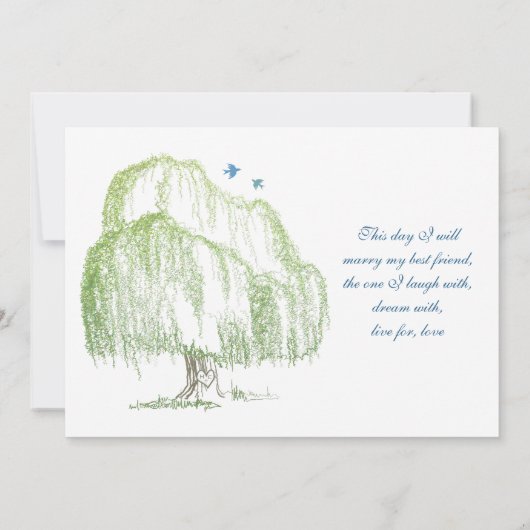 Uitnodiging voor Willow Tree Wedding (Achterkant)
