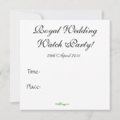 Uitnodiging voor Wills & Kate Royal Wedding Watch  (Achterkant)