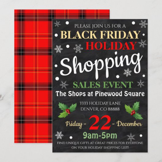 Uitnodiging voor winkelen tijdens de feestdagen (Voorkant / Achterkant)