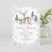 Uitnodiging voor Winter Bos Baby Meisje Shower (Staand voorkant)