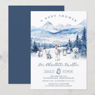 Uitnodiging voor Winter Bosdieren Baby Shower