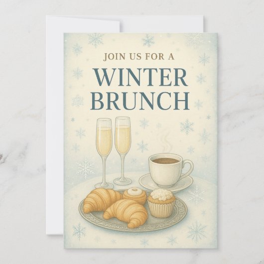 Uitnodiging voor Winter Brunch | Elegante Bevroren (Voorkant)