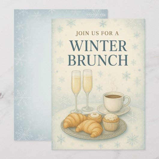 Uitnodiging voor Winter Brunch | Elegante Vorst (Voorkant / Achterkant)