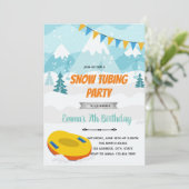 Uitnodiging voor winter tubingfeest (Staand voorkant)