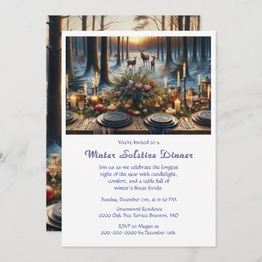 Uitnodiging voor Winter Zonnewende Dinner (Voorkant / Achterkant)