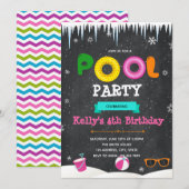 Uitnodiging voor winter zwembadfeest (Voorkant / Achterkant)
