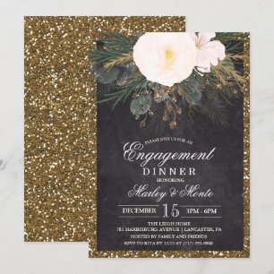 Uitnodiging voor winterbloem engagement diner