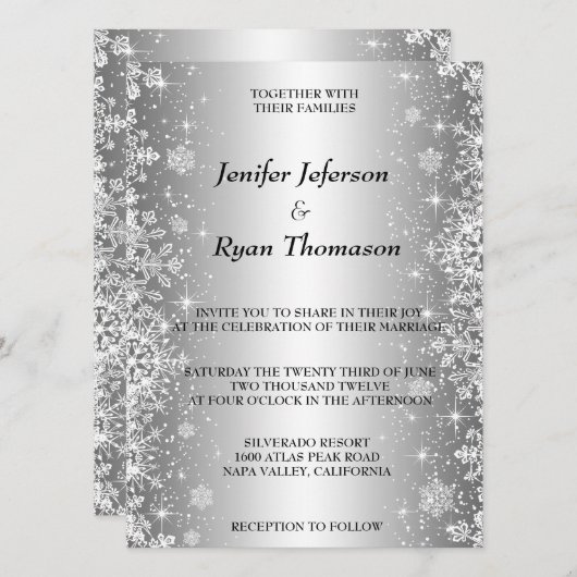 Uitnodiging voor winterbruiloft (Voorkant / Achterkant)