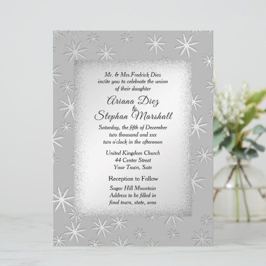 Uitnodiging voor winterbruiloft (Staand voorkant)