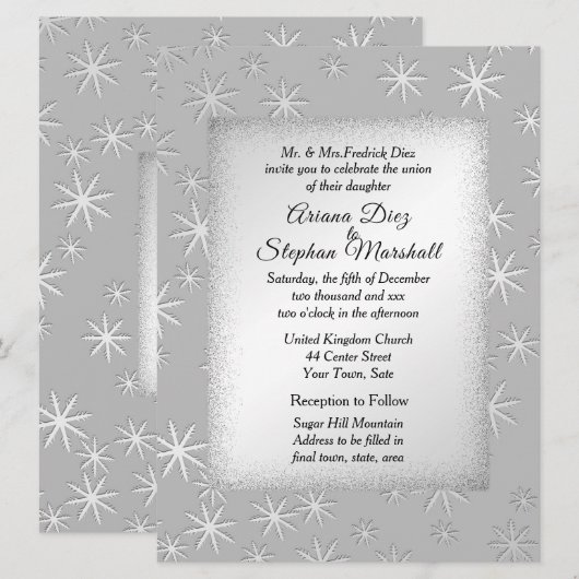 Uitnodiging voor winterbruiloft (Voorkant / Achterkant)