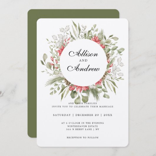 Uitnodiging voor winterbruiloft van het foreset Fo (Voorkant / Achterkant)