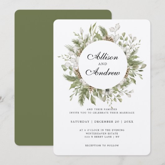 Uitnodiging voor winterbruiloft van het foreset Fo (Voorkant / Achterkant)