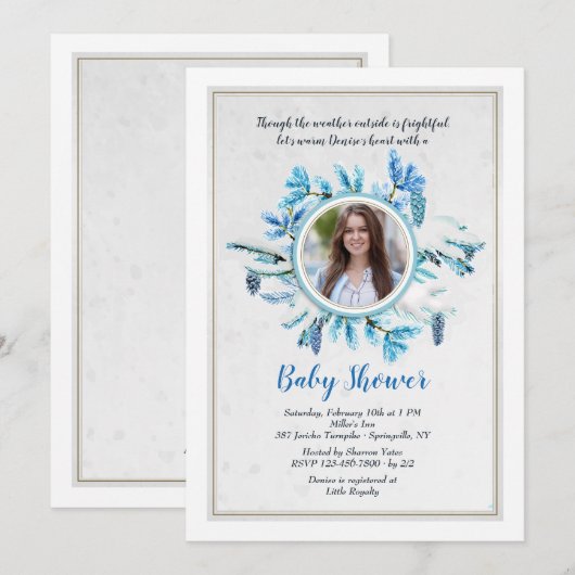 Uitnodiging voor winterdouche (Voorkant / Achterkant)