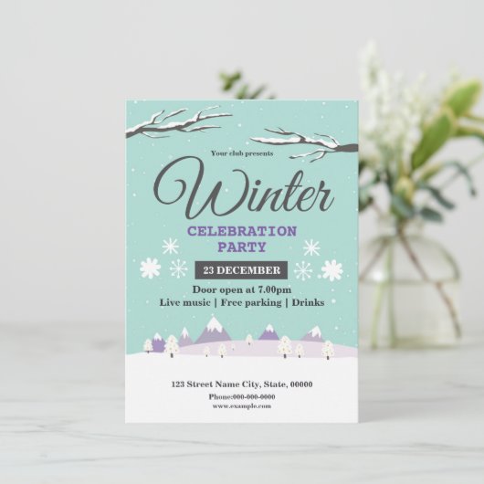 Uitnodiging voor Winterfeest (Staand voorkant)