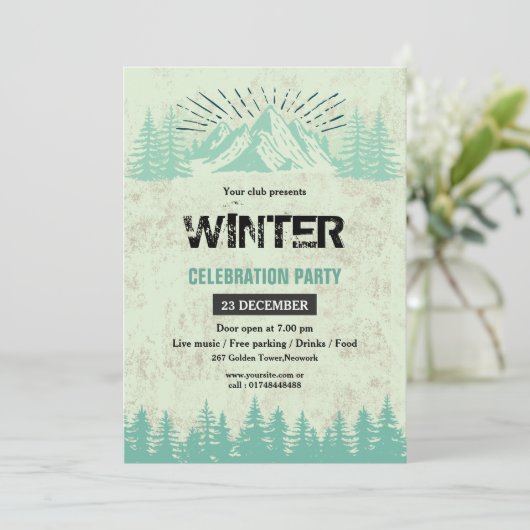 Uitnodiging voor Winterfeest (Staand voorkant)