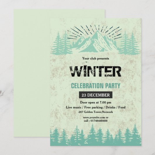 Uitnodiging voor Winterfeest (Voorkant / Achterkant)