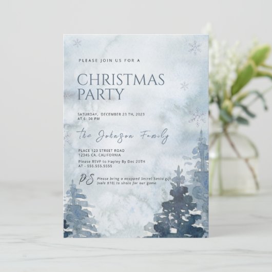 Uitnodiging voor winterkerstfeestdagen (Staand voorkant)