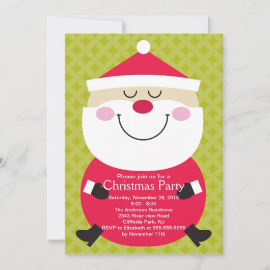 Uitnodiging voor winterpartij Cute Santa Claus (Voorkant)