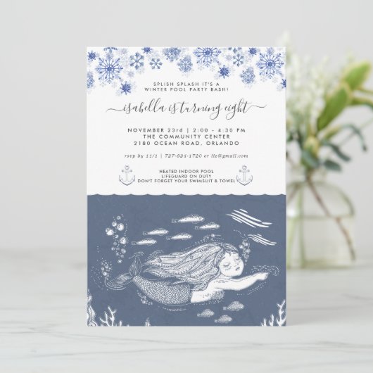 Uitnodiging voor winterploeg van Mermaid (Staand voorkant)