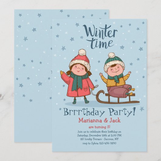 uitnodiging voor winterspelen (Voorkant / Achterkant)