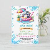 Uitnodiging voor winterzwembad-pinguïnfeest (Staand voorkant)