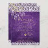 Uitnodiging voor Wisteria Bloemen Kant PROEFHuweli (Voorkant / Achterkant)