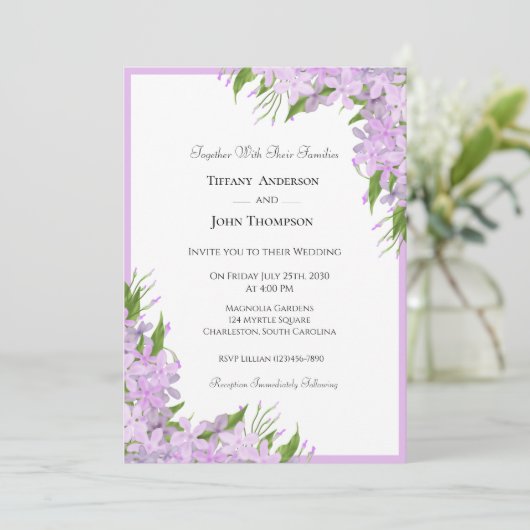 Uitnodiging voor Wisteria Wedding (Staand voorkant)