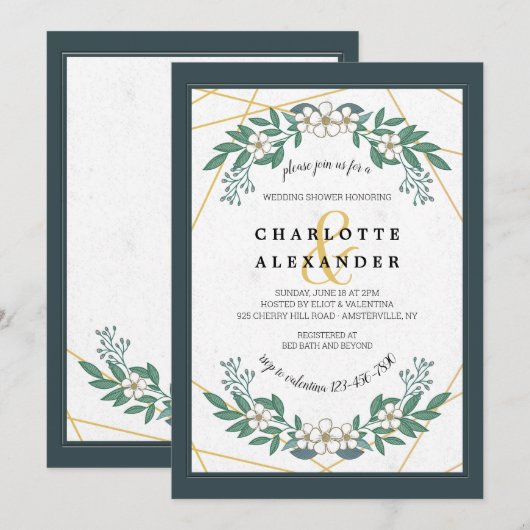 Uitnodiging voor witte Dogwood-bruidsdouche (Voorkant / Achterkant)