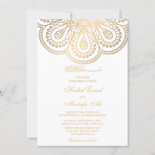 Uitnodiging voor witte en gouden moslimbruiloften