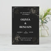 Uitnodiging voor witte en zwarte bruiloft (Staand voorkant)