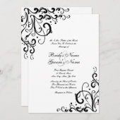 Uitnodiging voor witte en zwarte bruiloft (Voorkant / Achterkant)