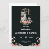 Uitnodiging voor witte en zwarte bruiloft (Voorkant / Achterkant)